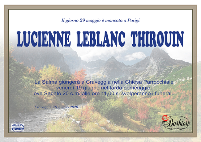 Annuncio Lucienne Leblanc