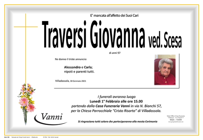 Annuncio mod. 303 Traversii