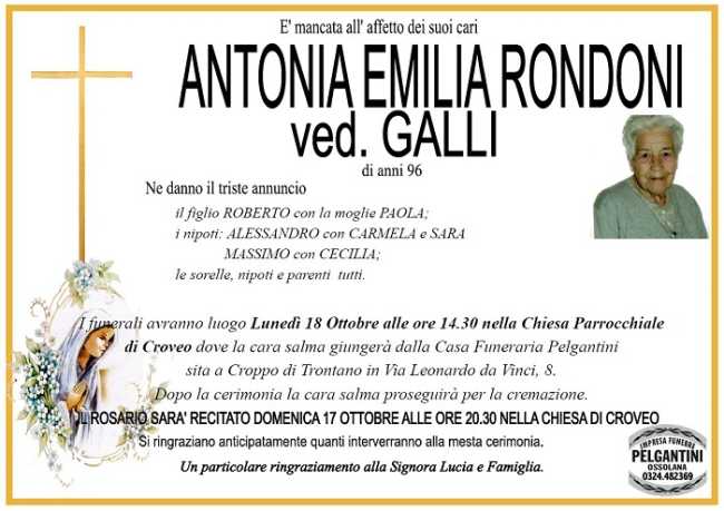 Antonia Emilia Rondoni ved. Galli