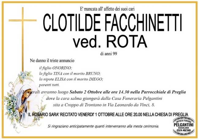 Clotilde Facchinetti ved. Rota