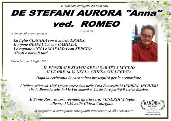 DE STEFANI AURORA Anna ved. ROMEO