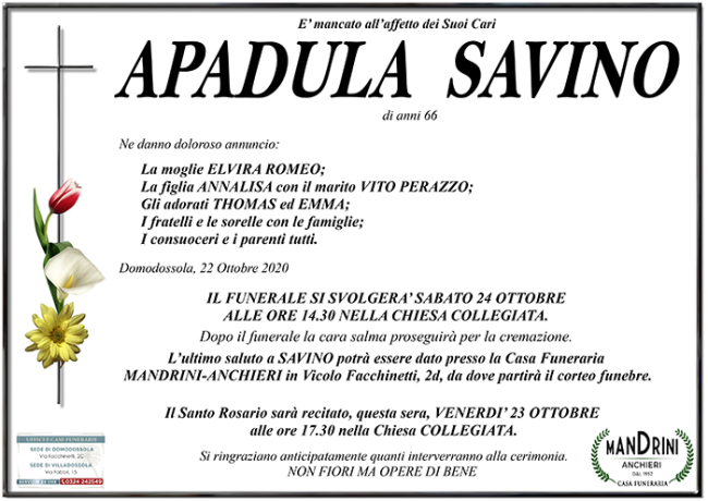 FUNEBRE APADULA SAVINO