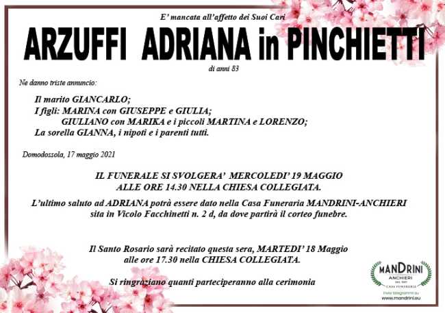 FUNEBRE ARZUFFI ADRIANA