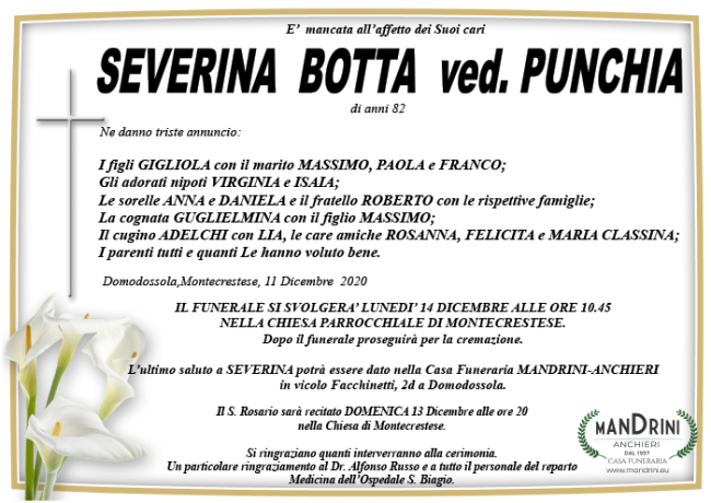 FUNEBRE BOTTA SEVERINA