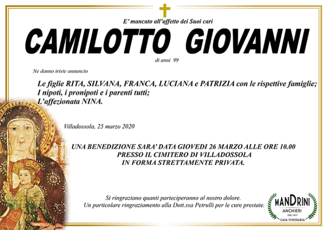 FUNEBRE CAMILOTTO GIOVANNI