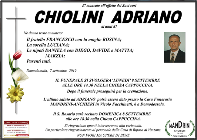 FUNEBRE CHIOLINI ADRIANO