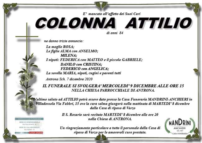 FUNEBRE COLONNA ATTILIO