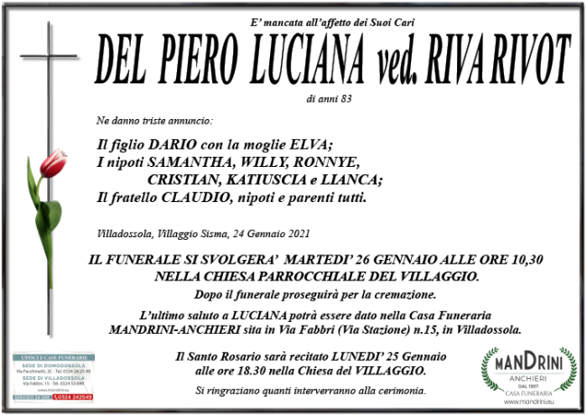 FUNEBRE DEL PIERO LUCIANA