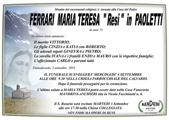 FUNEBRE FERRARI MARIA TERESA