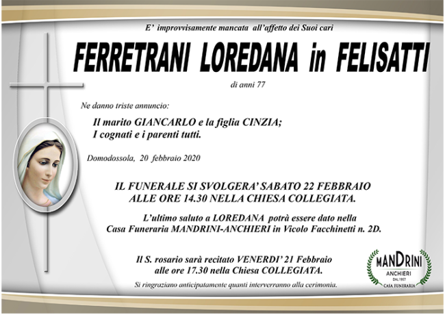 FUNEBRE FERRETRANI LOREDANA