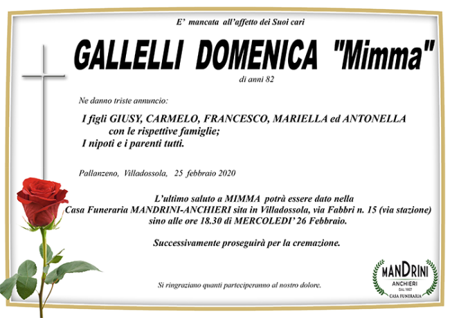 FUNEBRE GALLELLI DOMENICA