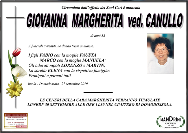 FUNEBRE GIOVANNA MARGHERITA