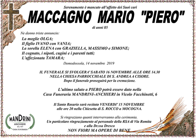 FUNEBRE MACCAGNOmario piero