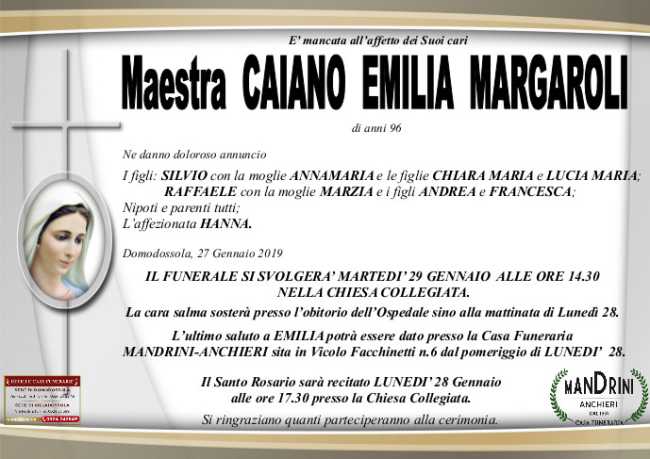 FUNEBRE MAESTRA CAIANO EMILIA MARGAROLI