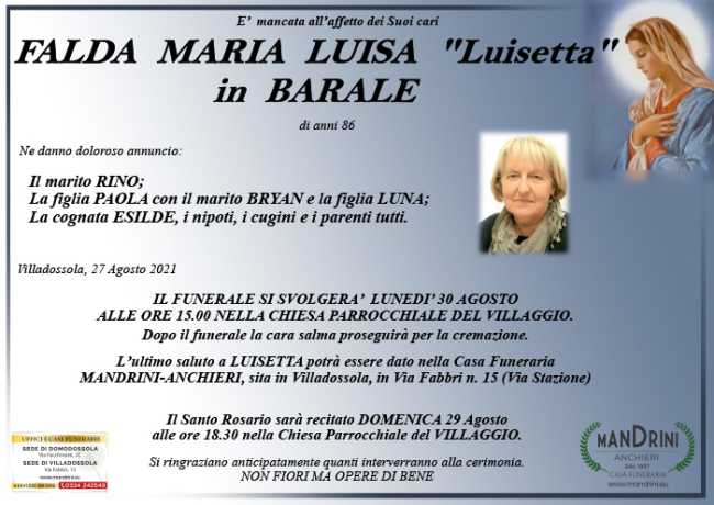 FUNEBRE MARIA LUISA FALDA