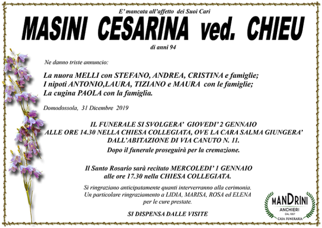 FUNEBRE MASINI CESARINAved chieu
