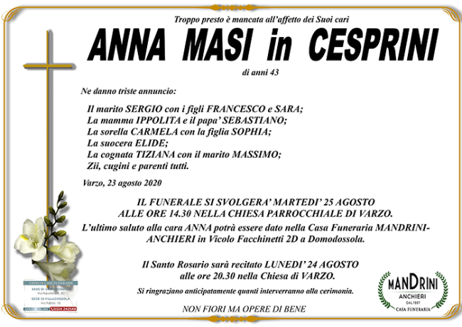 FUNEBRE MASI ANNA