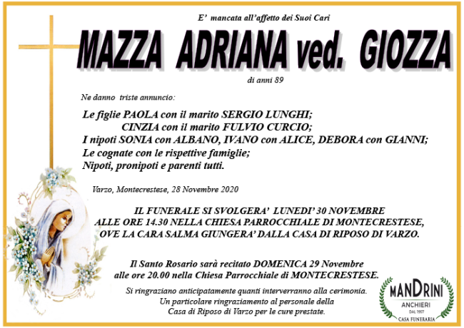 FUNEBRE MAZZA ADRIANA