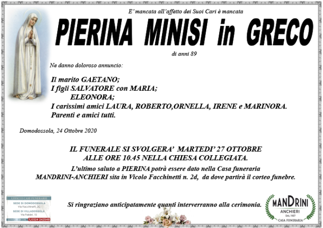 FUNEBRE MINISI PIERINA