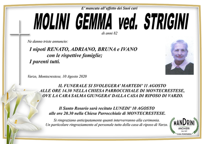 FUNEBRE MOLINI GEMMA VED. STRIGINI