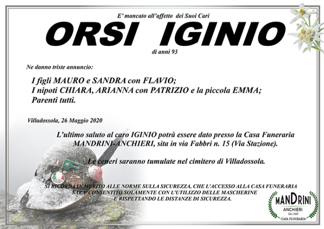 FUNEBRE ORSI IGINIO