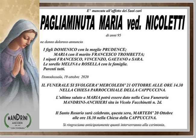 FUNEBRE PAGLIAMINUTA MARIA