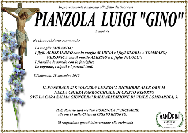 FUNEBRE PIANZOLA LUIGI