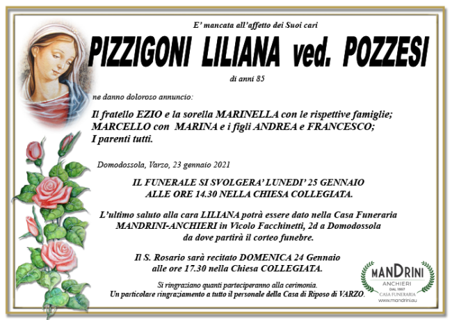 FUNEBRE PIZZIGONI LILIANA
