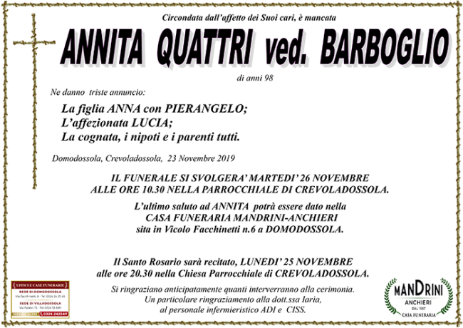 FUNEBRE QUATTRI ANNITA