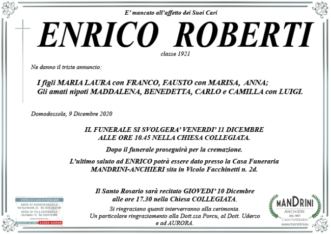FUNEBRE ROBERTI ENRICO