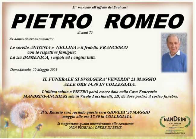 FUNEBRE ROMEO PIETRO