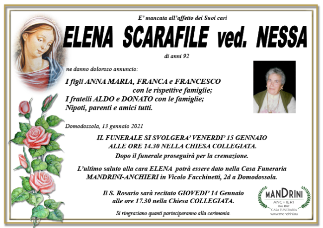 FUNEBRE SCARAFILE ELENA