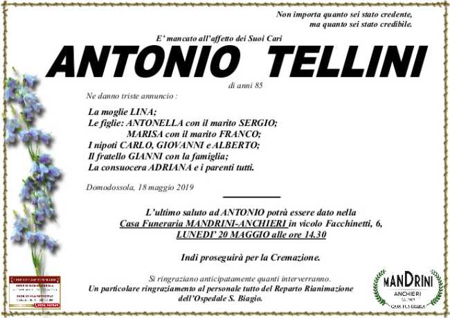 FUNEBRE TELLINI ANTONIO