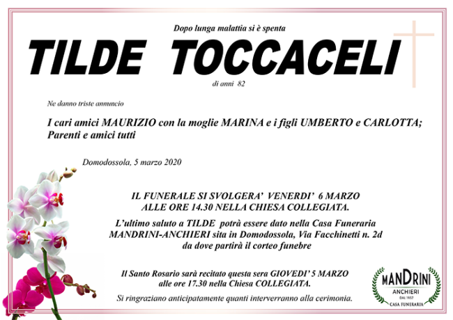 FUNEBRE TILDE TOCCACELI