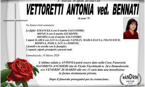FUNEBRE VETTORETTI ANTONIA