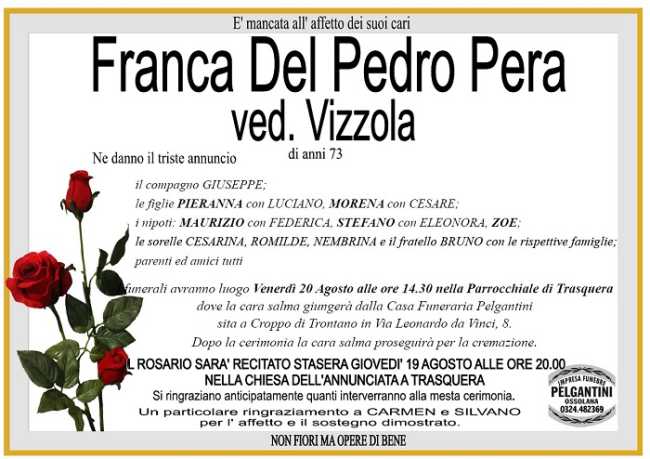 Franca Del Pedro Pera ved. Vizzola
