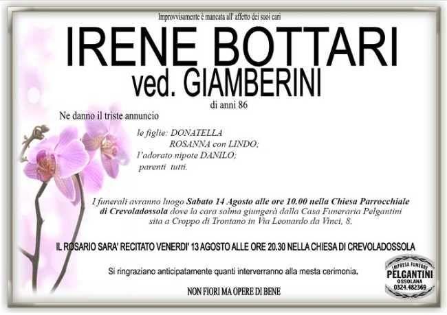 Irene Bottari ved. Giamberini