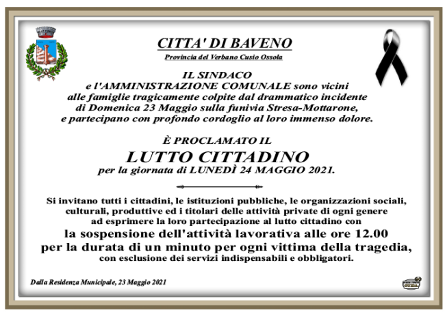 LUTTO CITTADINO BAVENO