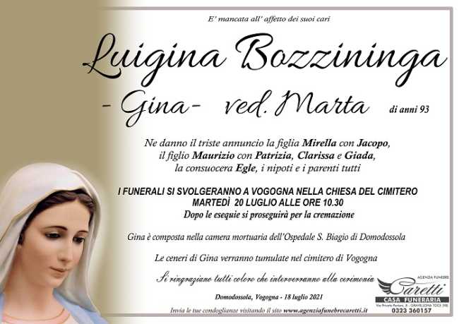 Luigina Bozzininga Gina ved. Marta