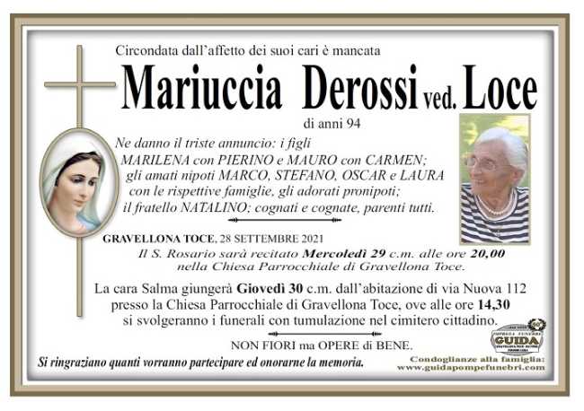 Mariuccia Derossi ved. Loce
