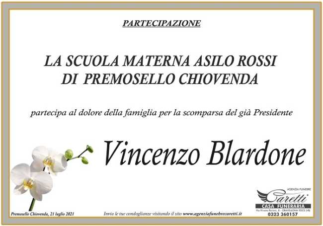 Partecipazione Asilo Rossi Premosello per Vincenzo Blardone