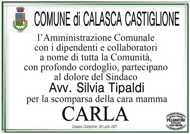 Partecipazione Comune di Calasca Castiglione per mamma Carla