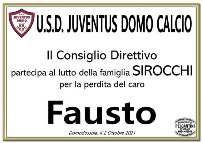 Partecipazione Juventus Domo per Fausto Sirocchi