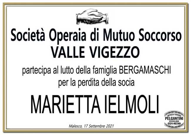 Partecipazione Società Operaia Valle Vigezzo per Marietta Ielmoli