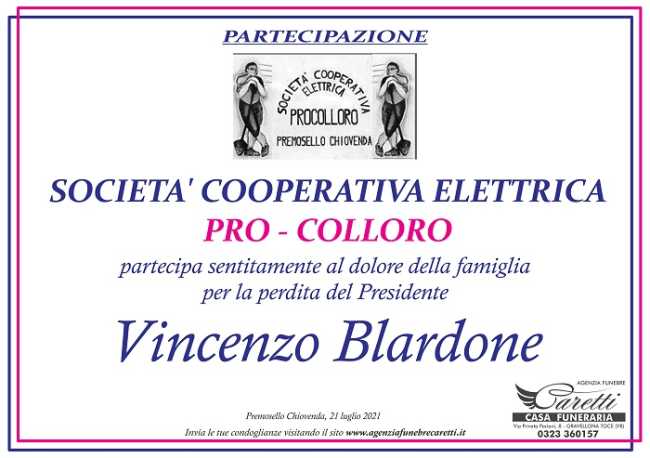 Partecipazione Società Pro Colloro per Vincenzo Blardone