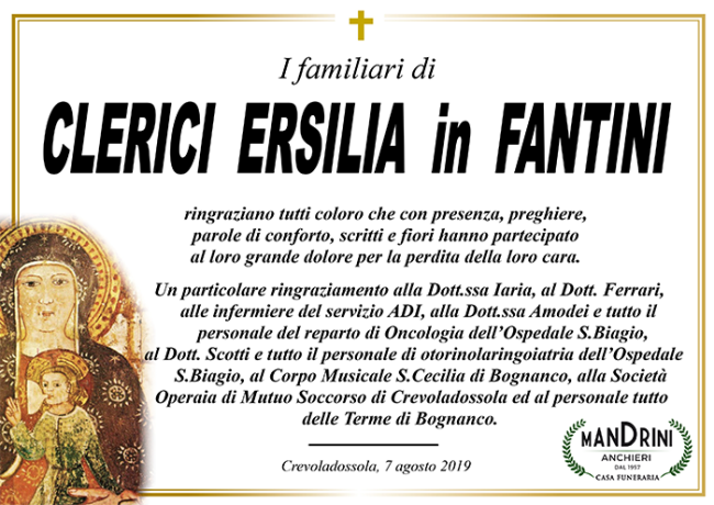 RINGRAZIAMENTO clerici