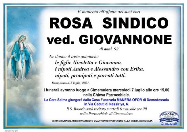 ROSA SINDICO ved. GIOVANNONE