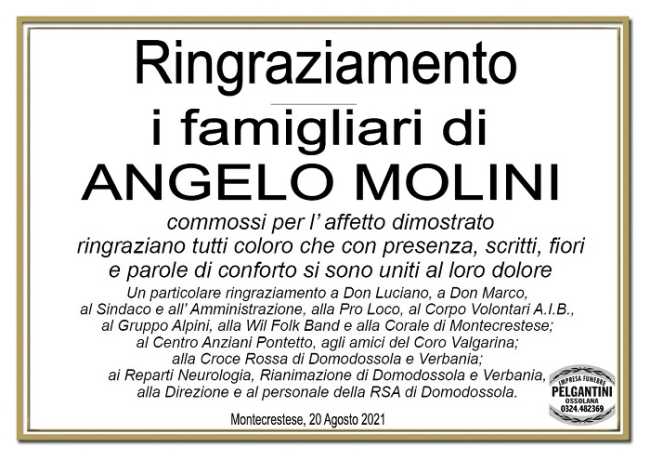 Ringraziamenti per Angelo Molini