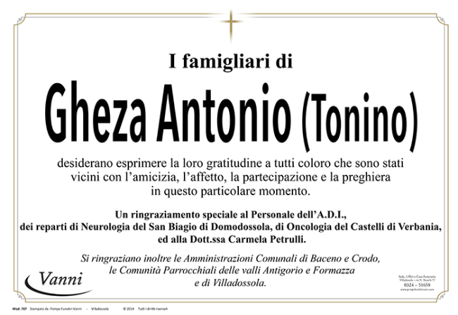 Ringraziamento mod. 707 Gheza