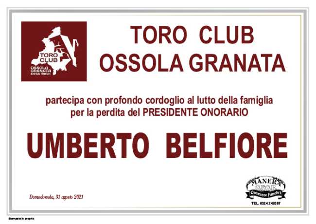 TORO CLUB OSSOLA GRANATA Belfiore Umberto